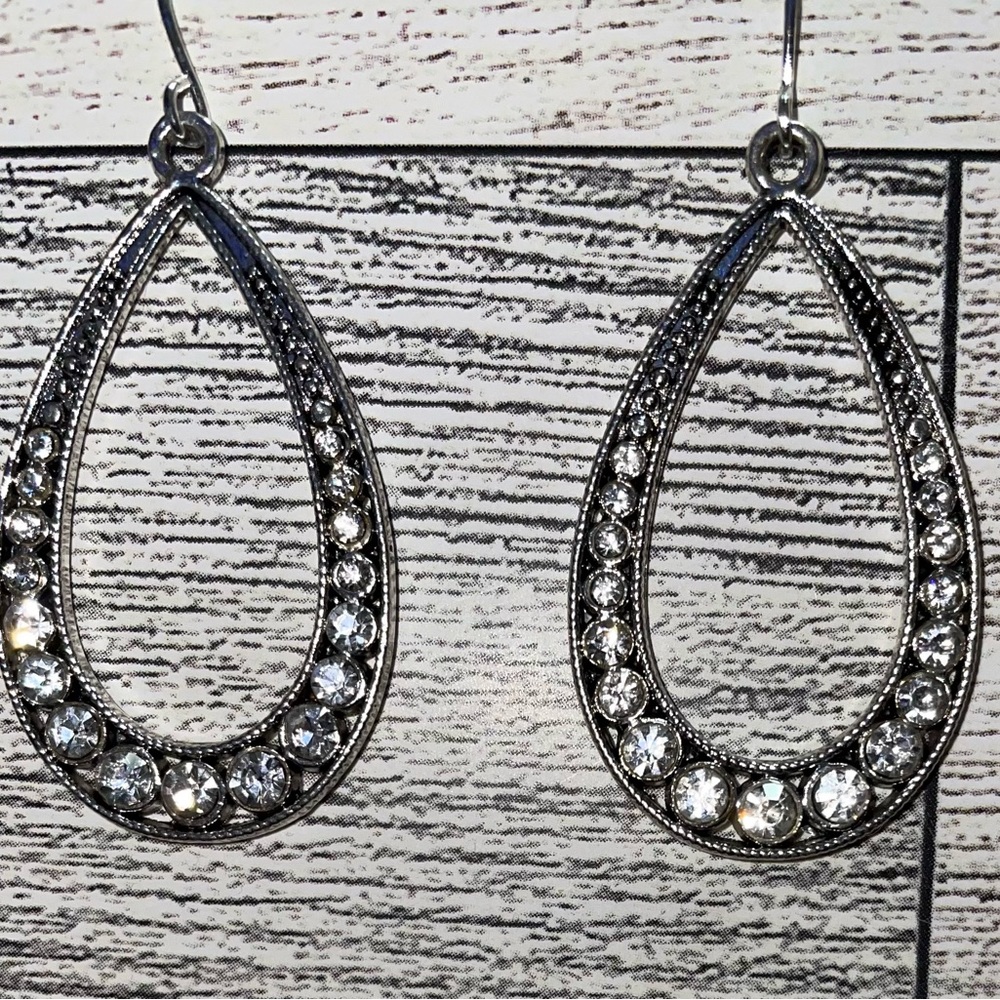 Cubic Zirconia Pointed Open Teardrop Earrings